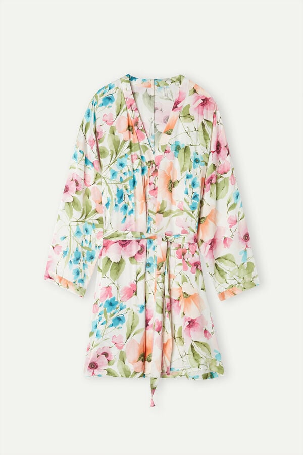 Intimssimi Botanical Lyrics Satin Kimono Print | PUSER12640