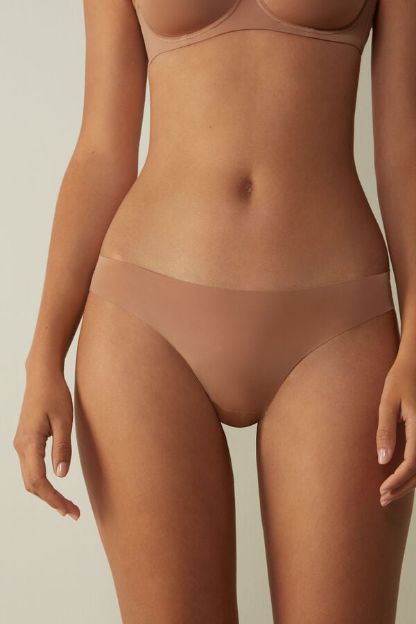 Intimssimi Brazilian Panties in Seamless Ultra Light Microfiber Natural | USQAV79880