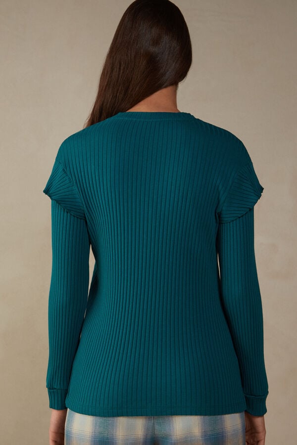 Intimssimi Cozy Mountains Long Sleeve Ribbed Top Vihreä | LUSTR42430