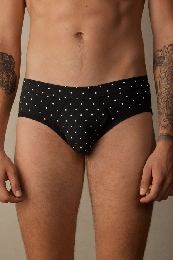 Intimssimi Dotted Briefs in Stretch Supima® Puuvilla Mustat | USQAV88344