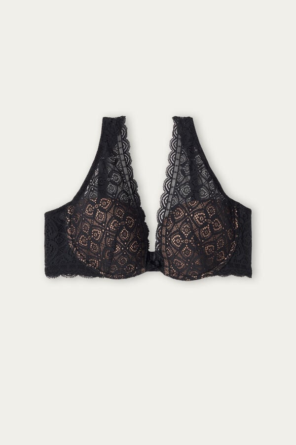 Intimssimi Elena Balconette Bra in Pitsi Mustat | USIIZ61071