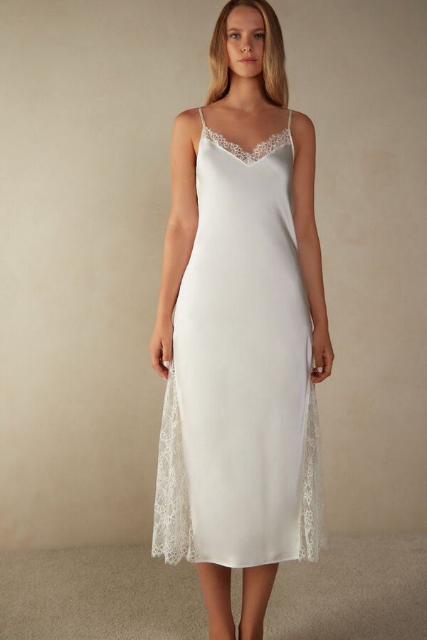 Intimssimi Eternal Love Silk Long Slip Ivory | USIIZ68095