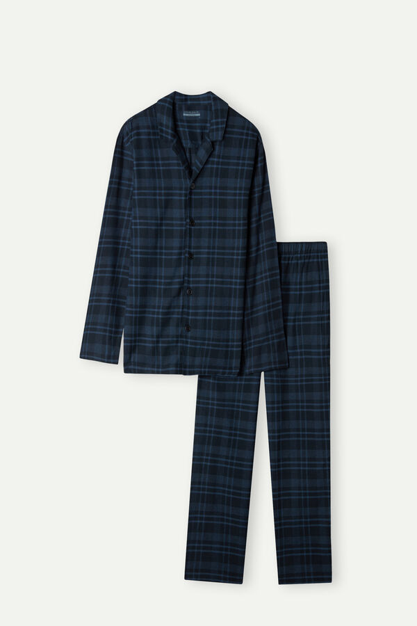 Intimssimi Full Length Pajamas in Brushed Blue Check Patterned Cloth Sininen | SUSVO88685