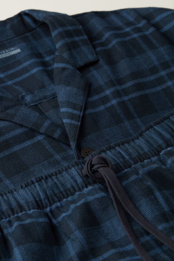 Intimssimi Full Length Pajamas in Brushed Blue Check Patterned Cloth Sininen | SUSVO88685