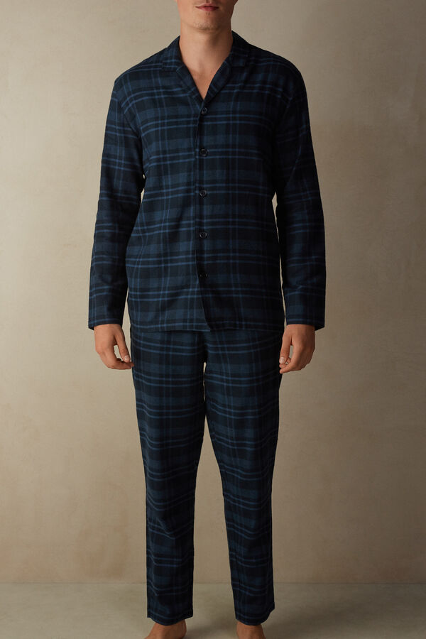 Intimssimi Full Length Pajamas in Brushed Blue Check Patterned Cloth Sininen | SUSVO88685