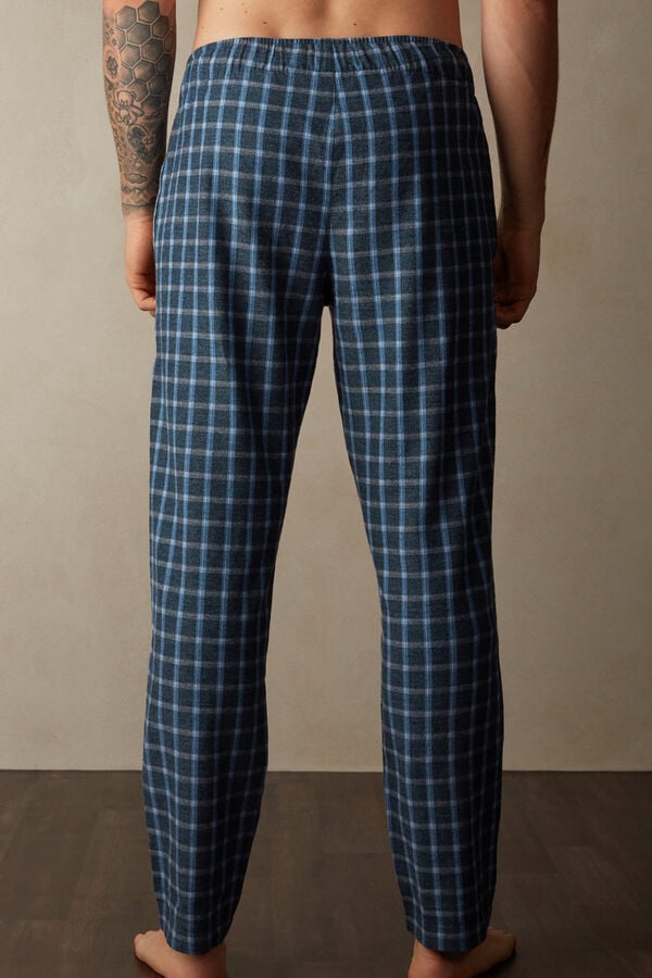 Intimssimi Full Length Pants in Check Patterned Brushed Cloth Sininen | BUSSO56924