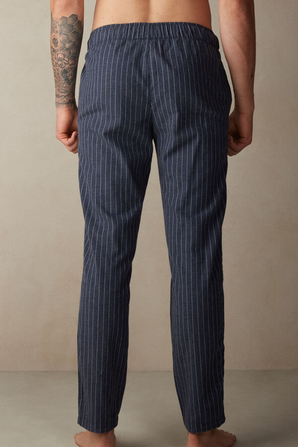 Intimssimi Full Length Pants in Denim Pinstripe Patterned Brushed Cloth Sininen | GUSEC98710