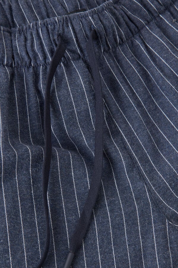 Intimssimi Full Length Pants in Denim Pinstripe Patterned Brushed Cloth Sininen | GUSEC98710