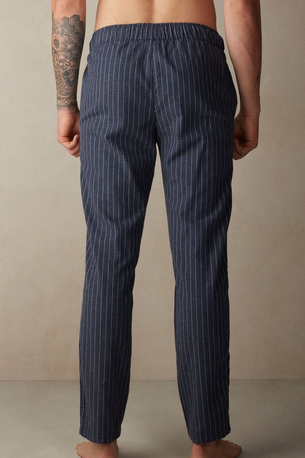 Intimssimi Full Length Pants in Denim Pinstripe Patterned Brushed Cloth Sininen | YUSVQ33409