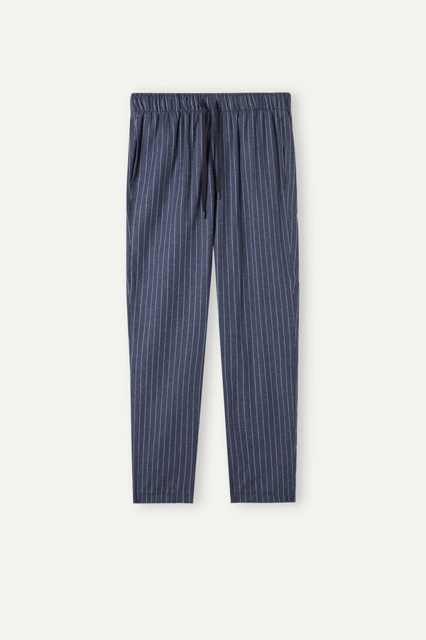 Intimssimi Full Length Pants in Denim Pinstripe Patterned Brushed Cloth Sininen | YUSVQ33409