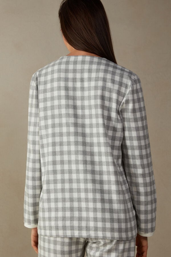 Intimssimi Gingham Lover Shirt in Brushed Cloth Valkoinen | XUSBH29442