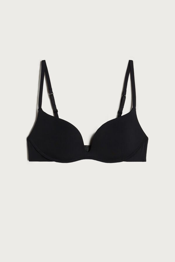 Intimssimi Gioia B Cup Microfiber Super Push-Up Bra Mustat | USQAV50444