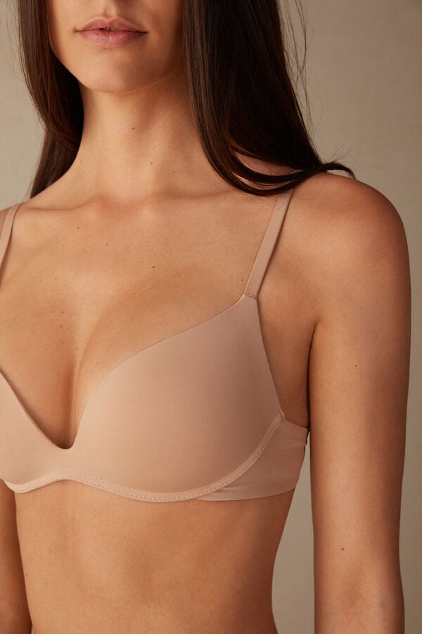 Intimssimi Gioia B Cup Microfiber Super Push-Up Bra Natural | XUSBH75230