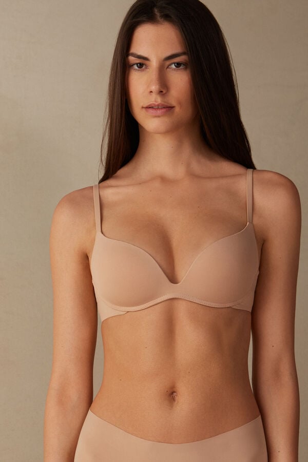 Intimssimi Gioia B Cup Microfiber Super Push-Up Bra Natural | XUSBH75230