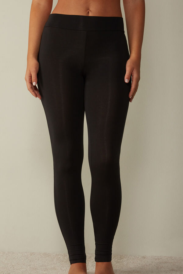 Intimssimi High-Waisted Micromodal Stirrup Leggings Mustat | USJVR87963