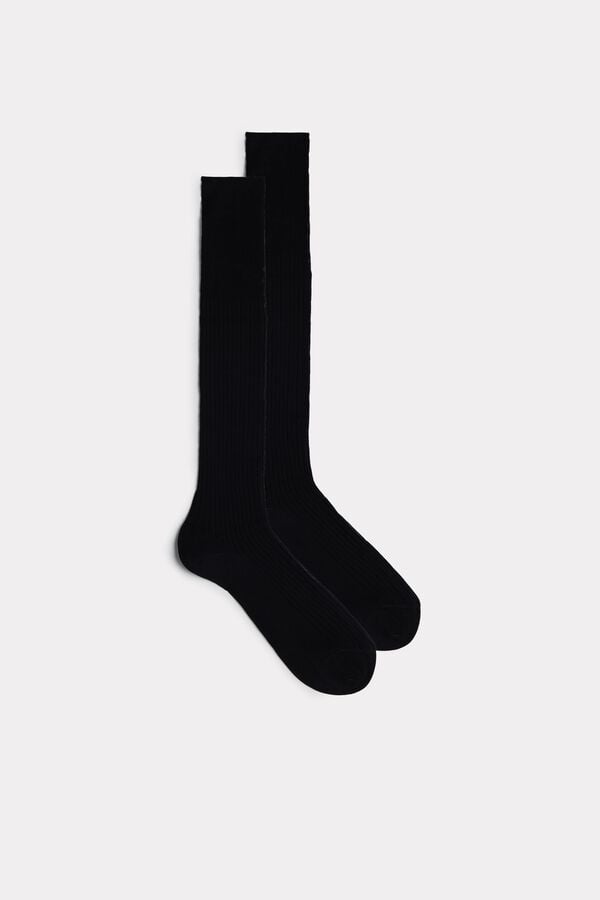 Intimssimi Korkeat Ribbed Egyptian Puuvilla Socks Mustat | SUSVO89476