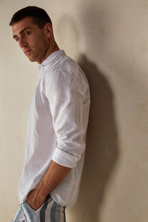 Intimssimi Linen and Puuvilla Shirt Valkoinen | XUSGW97709