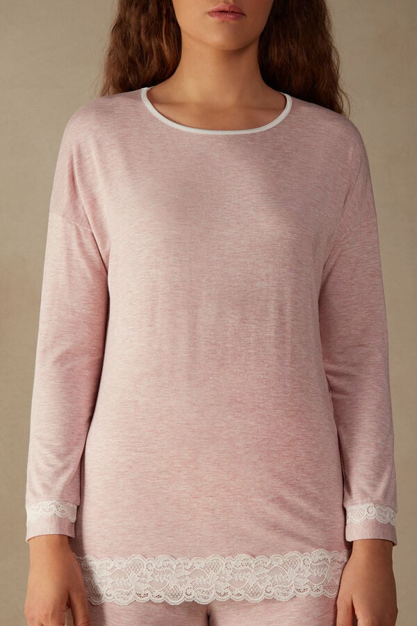 Intimssimi Long-Sleeve Round-Neck Modal Top Pinkki | USJZR81654