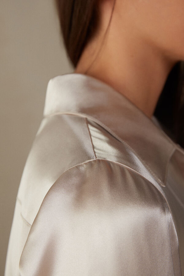 Intimssimi Long Sleeve Silk Shirt Natural | PUSER92108