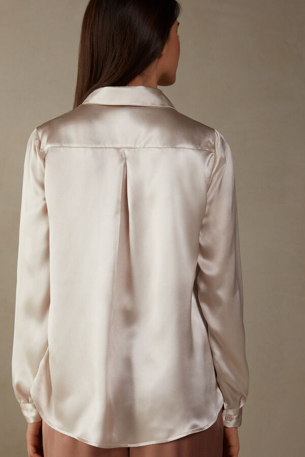 Intimssimi Long Sleeve Silk Shirt Natural | PUSER92108