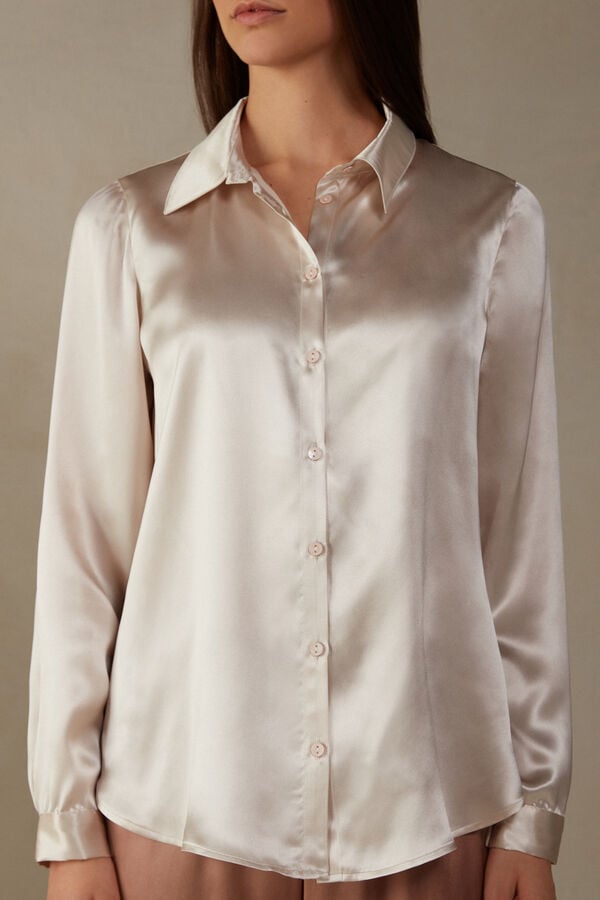 Intimssimi Long Sleeve Silk Shirt Natural | PUSER92108