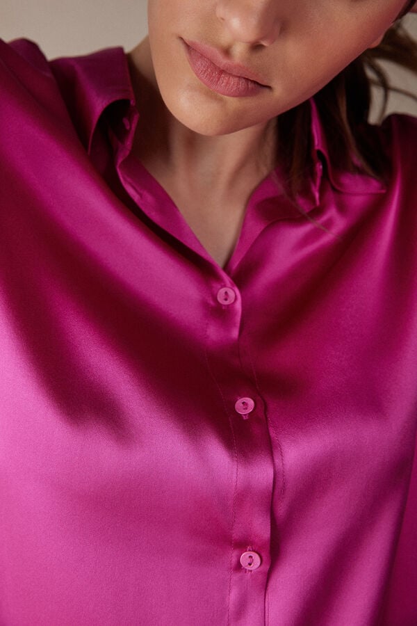 Intimssimi Long Sleeve Silk Shirt Pinkki | USQCS11104