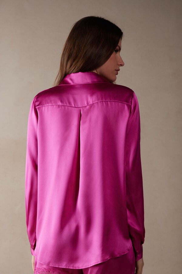 Intimssimi Long Sleeve Silk Shirt Pinkki | USQCS11104