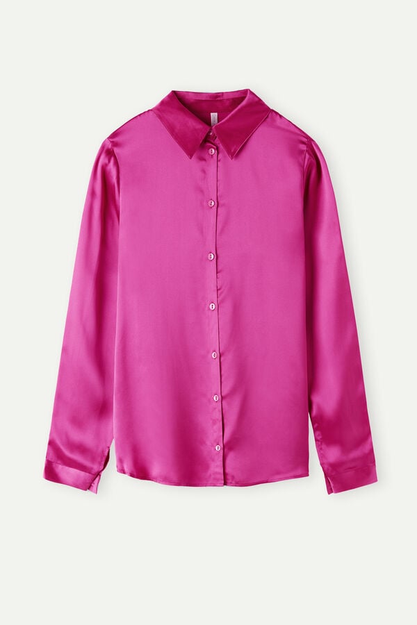 Intimssimi Long Sleeve Silk Shirt Pinkki | USQCS11104