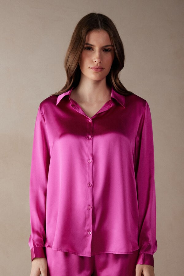 Intimssimi Long Sleeve Silk Shirt Pinkki | USQCS11104