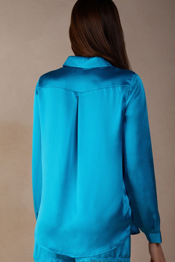 Intimssimi Long Sleeve Silk Shirt Sininen | TUSPQ99921