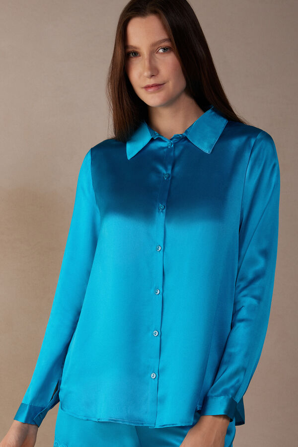 Intimssimi Long Sleeve Silk Shirt Sininen | TUSPQ99921