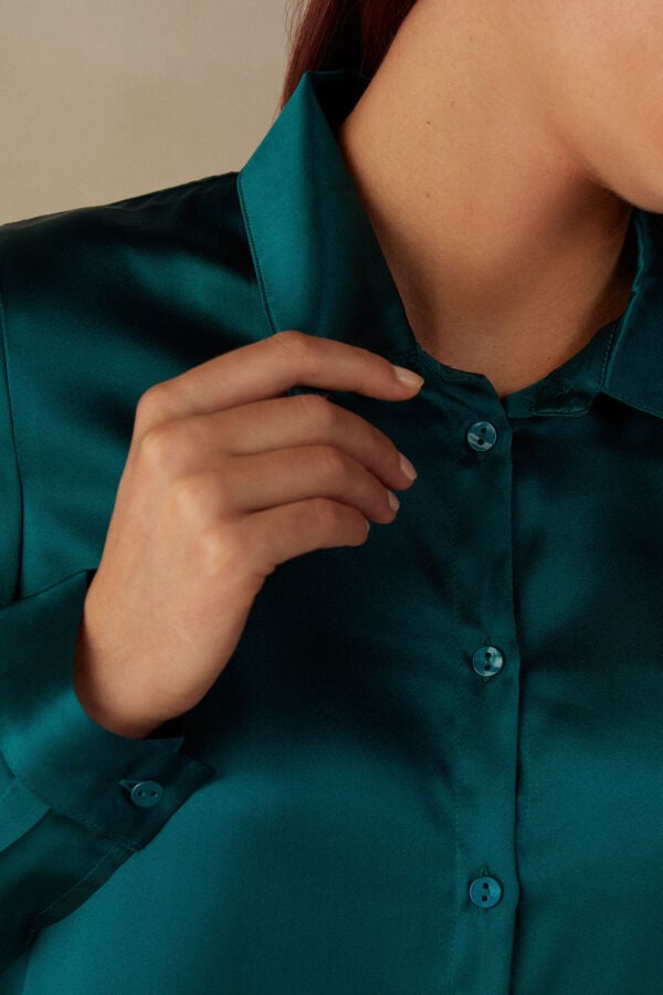 Intimssimi Long Sleeve Silk Shirt Vihreä | USQAV63423