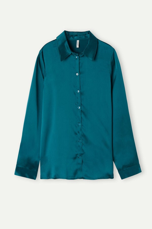 Intimssimi Long Sleeve Silk Shirt Vihreä | USQAV63423