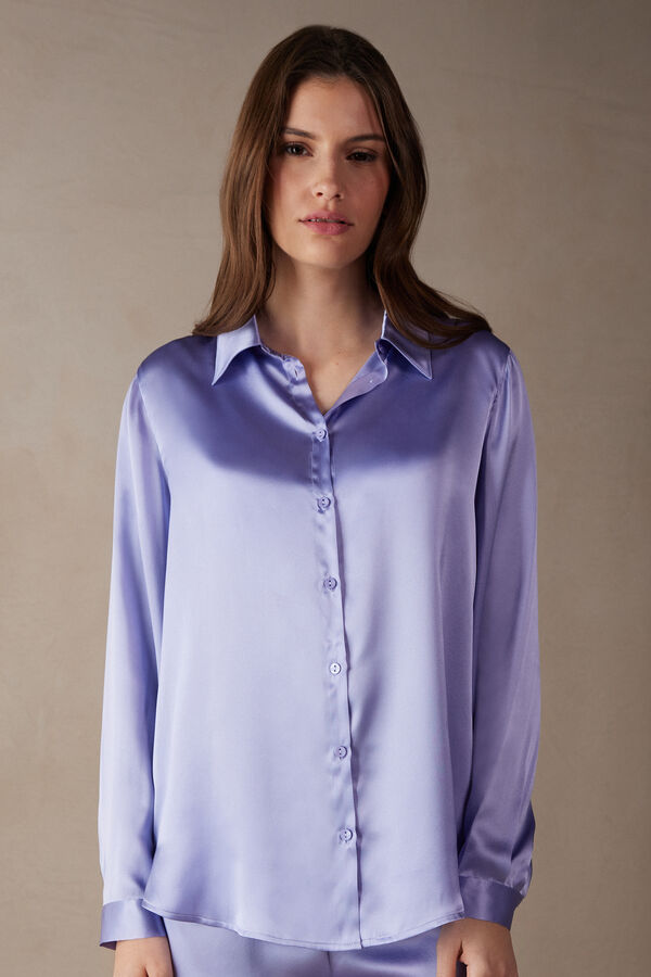 Intimssimi Long Sleeve Silk Shirt Violet | DUSVO25605