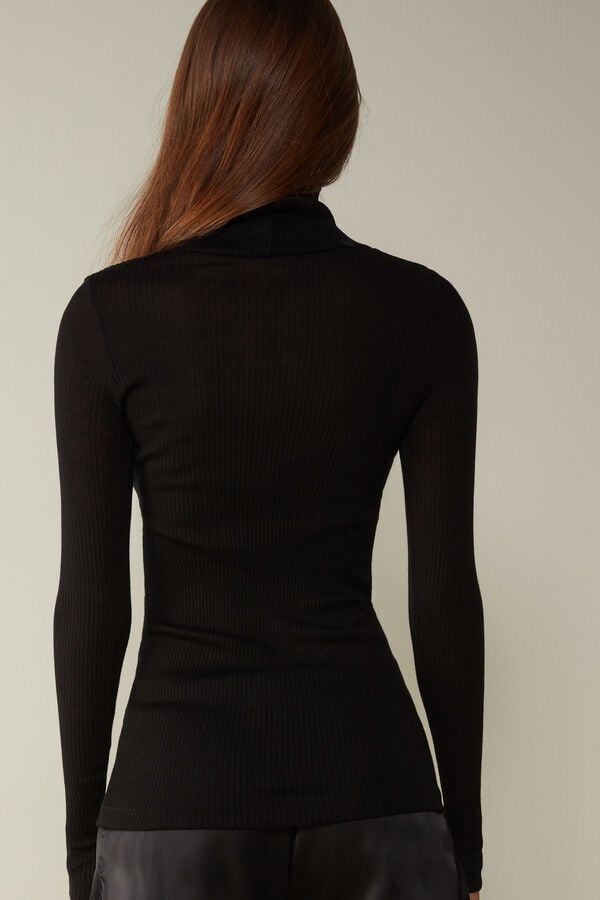 Intimssimi Long-sleeve High-Neck Tubular Top in Villa and Silk Mustat | TUSPQ75422