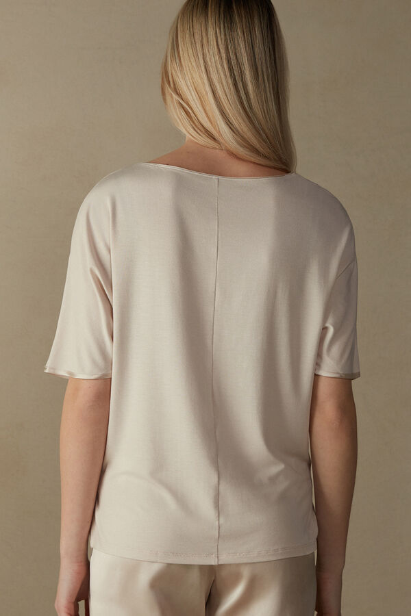 Intimssimi Lyhyt Sleeve Silk and Modal Top Natural | YUSGT98492