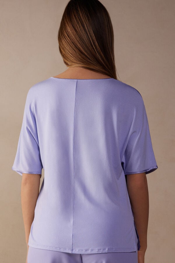 Intimssimi Lyhyt Sleeve Silk and Modal Top Violet | ZUSMJ34267