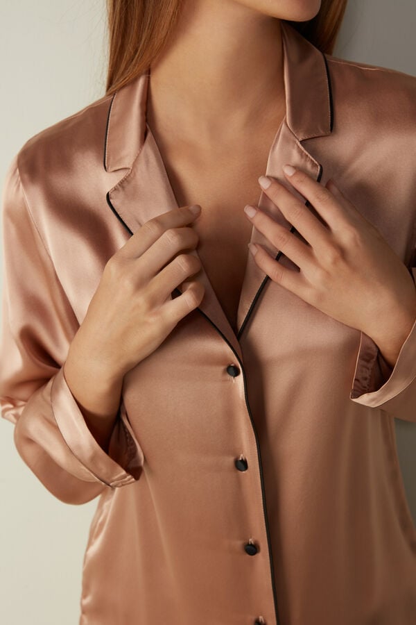 Intimssimi Mannish-Cut Jacket in Silk Satin Natural | DUSKV68165