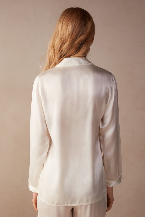 Intimssimi Mannish-Cut Jacket in Silk Satin Valkoinen | USCVG91035