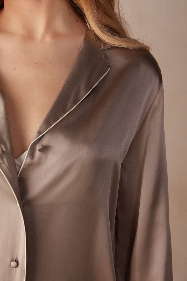 Intimssimi Mannish-Cut Jacket in Silk Satin Natural | USXBR20015