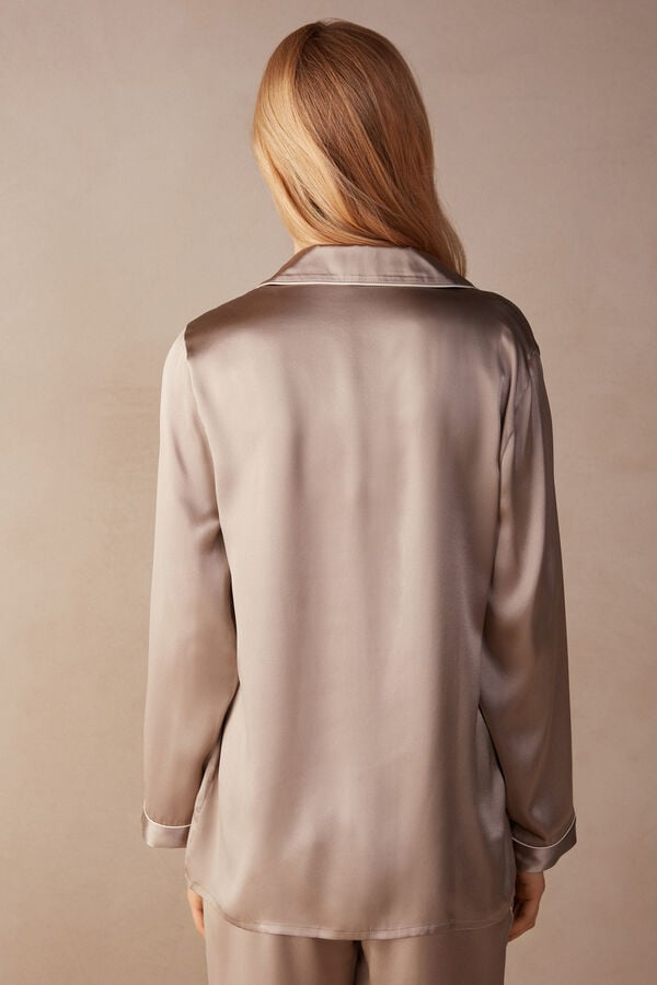 Intimssimi Mannish-Cut Jacket in Silk Satin Natural | USXBR20015