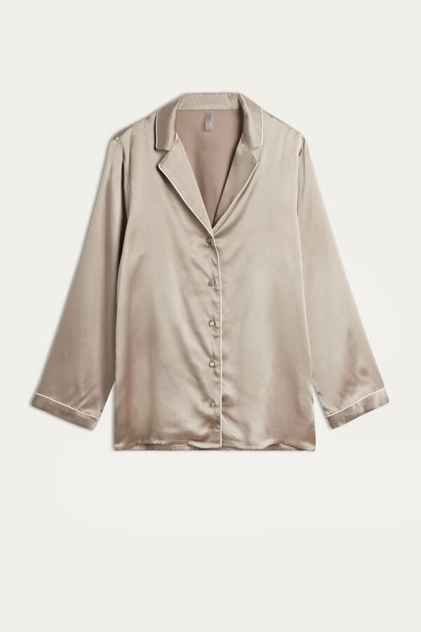 Intimssimi Mannish-Cut Jacket in Silk Satin Natural | USXBR20015