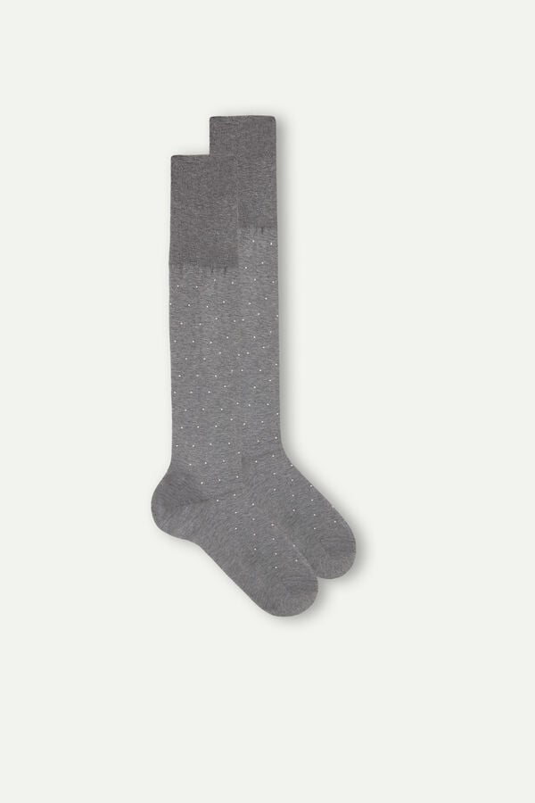 Intimssimi Men’s Long Socks in Patterned Lisle Puuvilla Harmaat | XUSBH47370