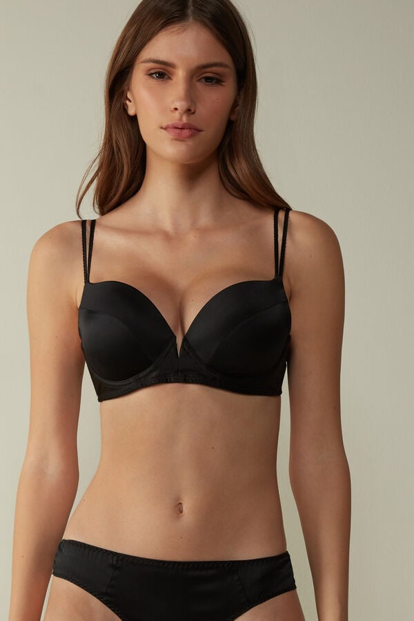 Intimssimi Mia Silk Super Push-Up Bra Mustat | FUSHY74598