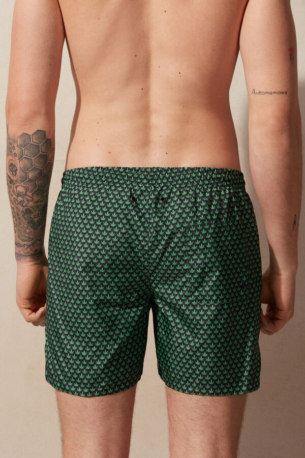 Intimssimi Micro Leaf Print Swim Trunks Vihreä | XUSGW48356