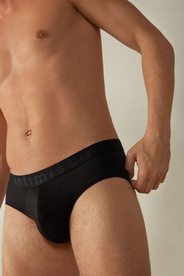 Intimssimi Microfiber Briefs with Logo Detail Mustat | GUSUC25234