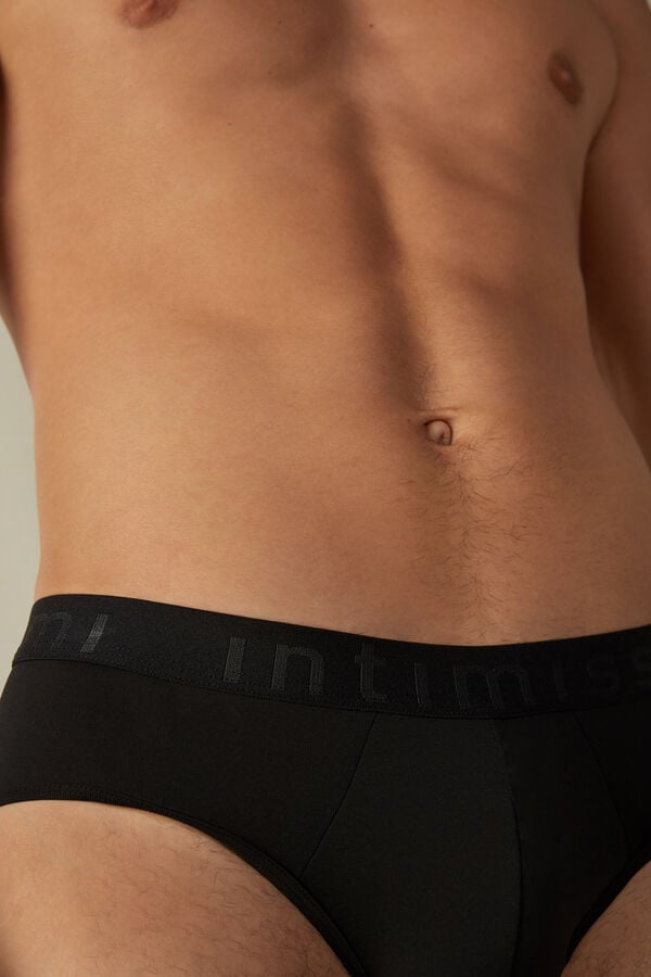 Intimssimi Microfiber Briefs with Logo Detail Mustat | GUSUC25234