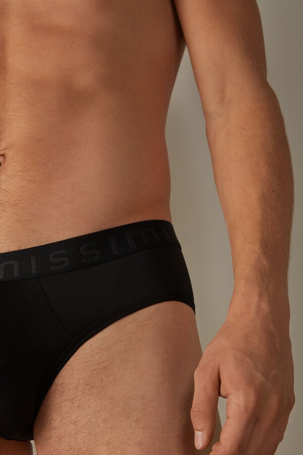 Intimssimi Microfiber Briefs with Logo Detail Mustat | GUSUC25234