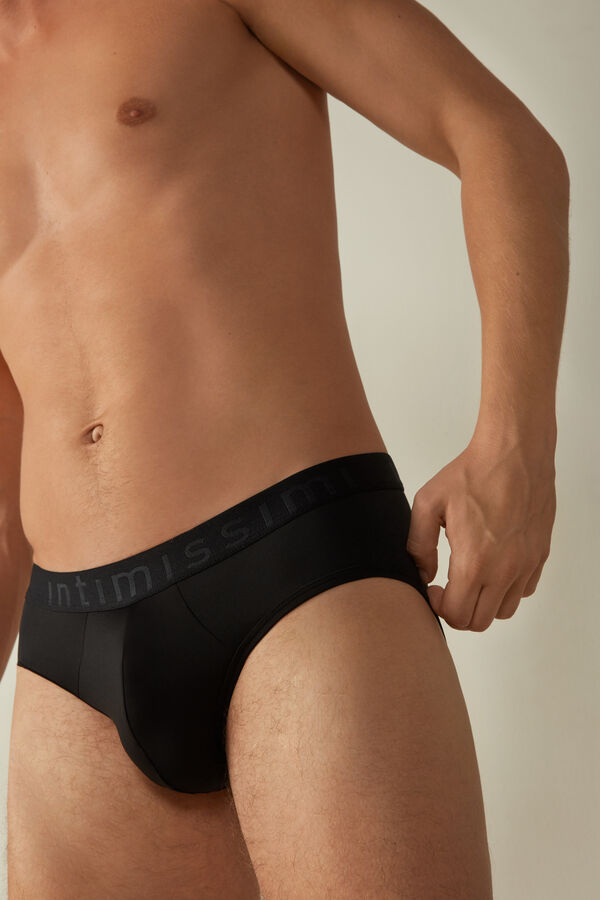 Intimssimi Microfiber Briefs with Logo Detail Mustat | LUSTR47421