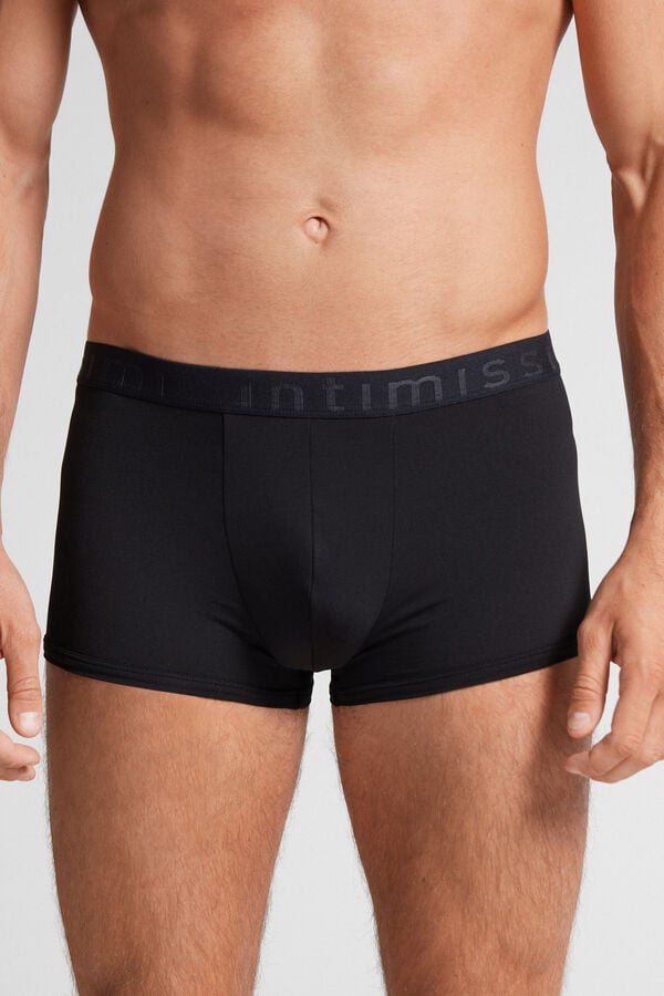 Intimssimi Microfiber Logo Bokserin Shorts Mustat | EUSVG38536